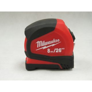 Milwaukee 8mtr Metric/Imperial Pro Compact Tape Measure (FREE HAT) each