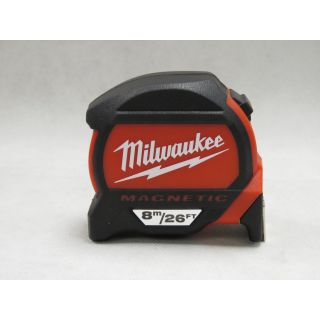 Milwaukee 8mtr Metric/Imperial Premium Magnetic Tape Measure (FREE HAT) each