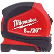 Milwaukee Pro Compact 8m Tape Measure metric/imperial each